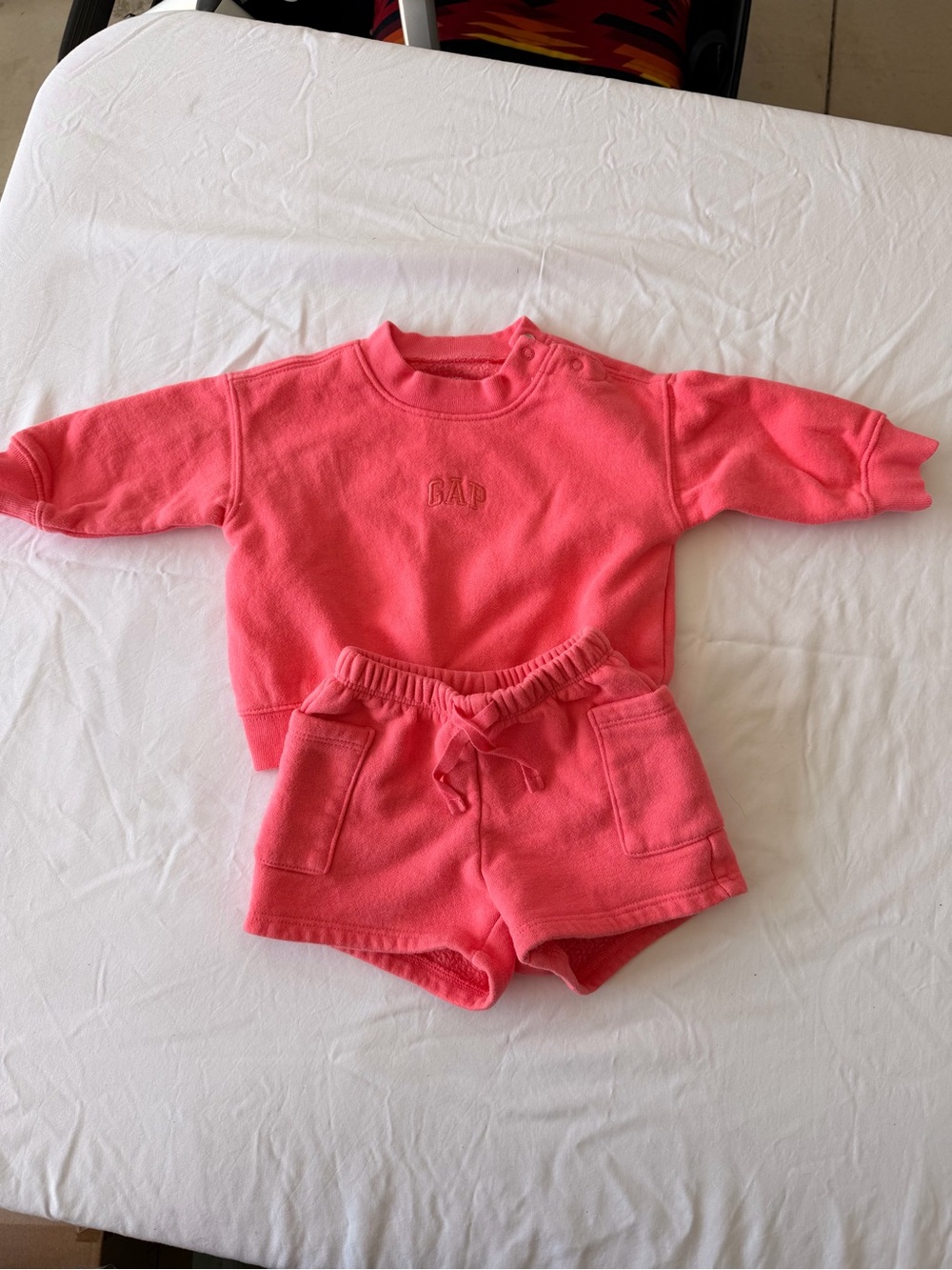 GAP Baby Coral Pink Snap-Shoulder Top